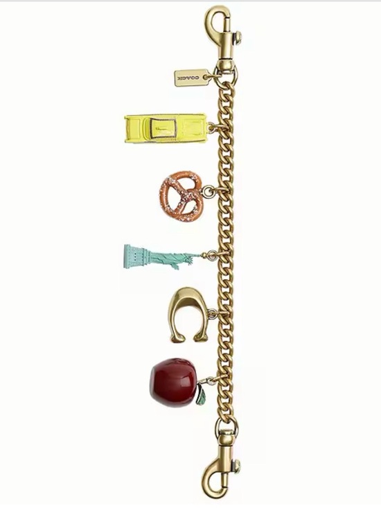 Coach Accessories - Coach Gold Charm Bracelet with Red, Yellow, Mint, and Rose-Gold Accents